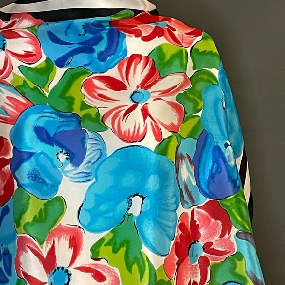 Vibrant Vintage Echo Silk Scarf Bold Florals Stripes 31 In Excellent Condition - Picture 6 of 9